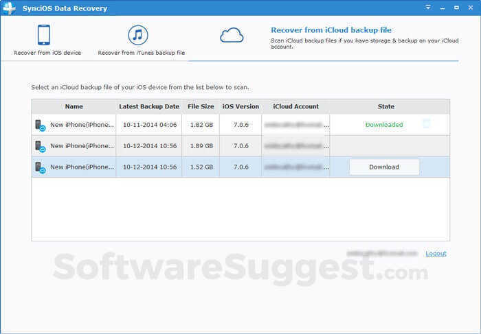 Syncios Data Recovery Small Screenshot 2
